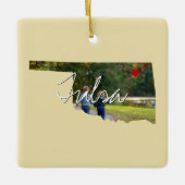 Oklahoma State Photo insert and town name Keramisch Ornament (Voorkant)