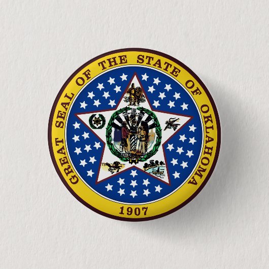 Oklahoma State Seal Ronde Button 3,2 Cm (Voorkant)