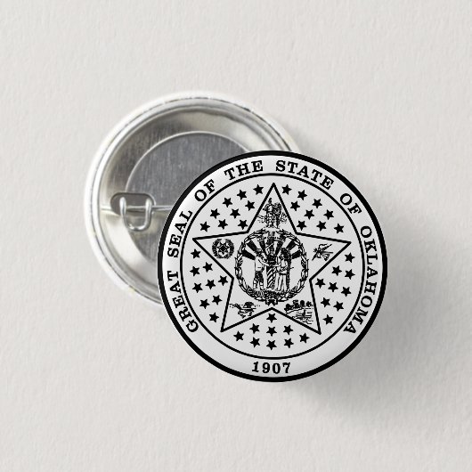 Oklahoma State Seal (zwart-wit) Ronde Button 3,2 Cm (Voorkant /achterkant)