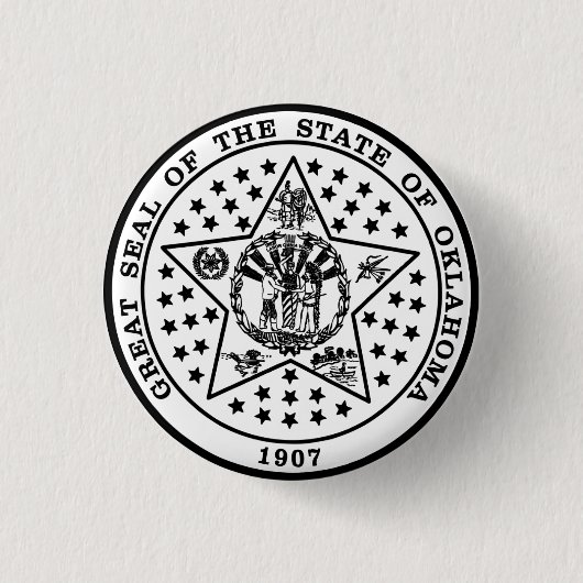 Oklahoma State Seal (zwart-wit) Ronde Button 3,2 Cm (Voorkant)