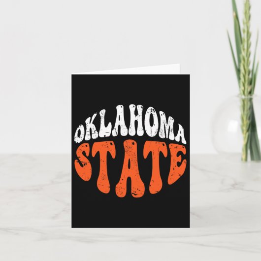 Oklahoma State T-shirt.retro Distressed Design Kaart (Voorkant)