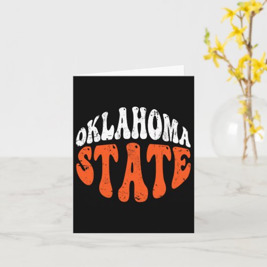Oklahoma State T-shirt.retro  Distressed Design Kaart (Gele Bloem)