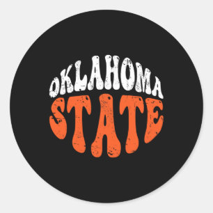Oklahoma State T-shirt.retro Vintage Vervallen Ont Ronde Sticker