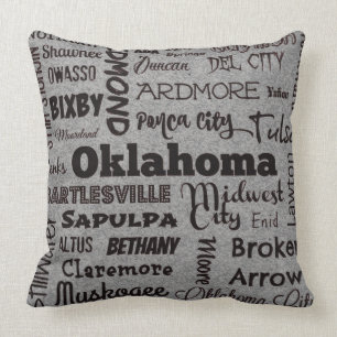 Oklahoma steden werkkussen in grijs/zwart kussen