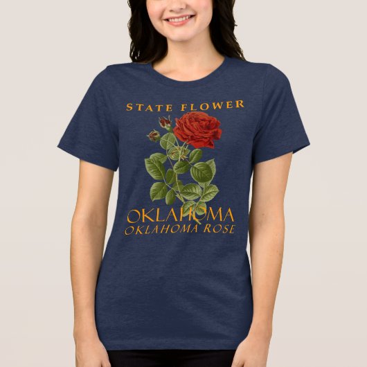 Oklahoma Territory Bloem De Oklahoma Roos Tri-Blend Shirt (Voorkant)