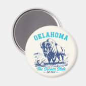 Oklahoma The Sooner State - Bison Art Design Magneet (Voorkant / Achterkant)