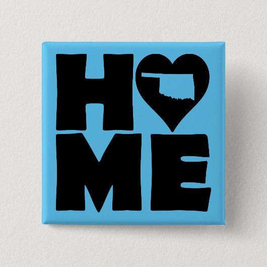 Oklahoma Thuis Hart Staat Knoop Badge Speld Vierkante Button 5,1 Cm (Voorkant)
