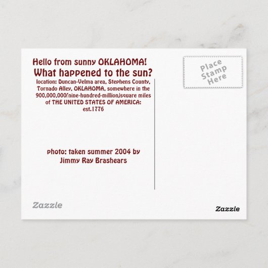 OKLAHOMA TORNADO 2004 BRIEFKAART (Achterkant)