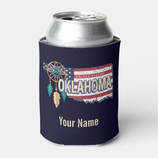 Oklahoma United States Retro Map  USA Blikjeskoeler (Blikje Voorkant)