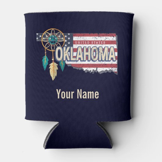 Oklahoma United States Retro Map  USA Blikjeskoeler (Voorkant)
