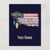 Oklahoma United States Retro Map USA Feestdagenkaart (Voorkant)