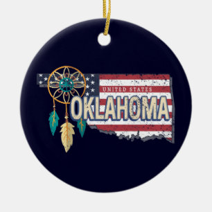 Oklahoma United States Retro Map  USA Keramisch Ornament
