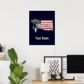 Oklahoma United States Retro Map  USA Poster (Thuiskantoor)