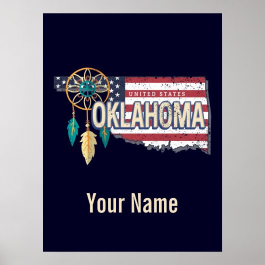 Oklahoma United States Retro Map  USA Poster (Voorkant)