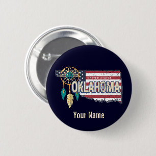 Oklahoma United States Retro Map USA Ronde Button 5,7 Cm