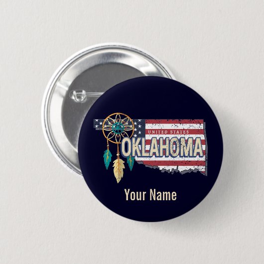Oklahoma United States Retro Map USA Ronde Button 5,7 Cm (Voorkant /achterkant)