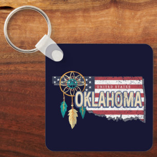 Oklahoma United States Retro Map USA Sleutelhanger