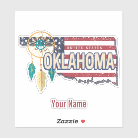 Oklahoma United States Retro Map USA Sticker (Vel)