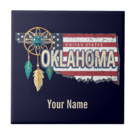 Oklahoma United States Retro Map  USA Tegeltje