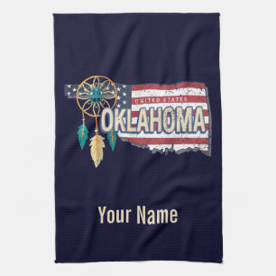 Oklahoma United States Retro Map USA Theedoek