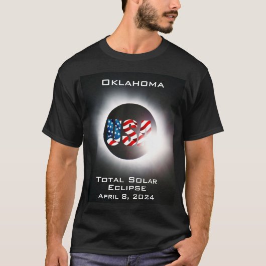 Oklahoma USA Totale zonsverduistering 8 april 2024 T-shirt (Voorkant)
