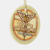 Oklahoma Verpleegster Caduceus  Keramisch Ornament (Rechts)