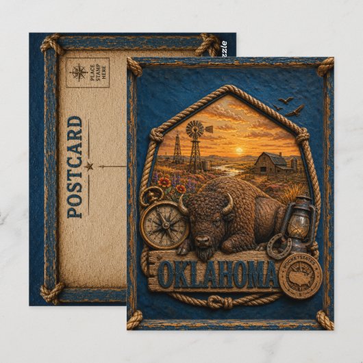 Oklahoma Vintage Reis Briefkaart (Voorkant / Achterkant)