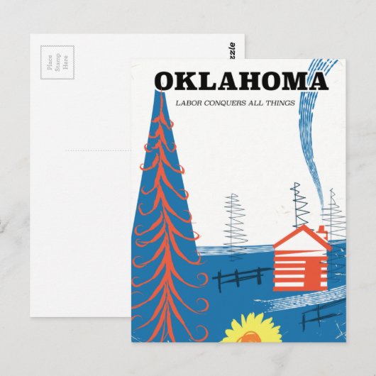Oklahoma vintage stijl reisposter. briefkaart (Voorkant / Achterkant)