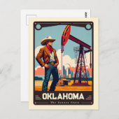 Oklahoma | Vintage van patriottische spirit Briefkaart (Voorkant / Achterkant)
