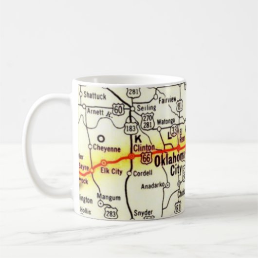 Oklahoma Vintage Wegenkaart Mok (Links)