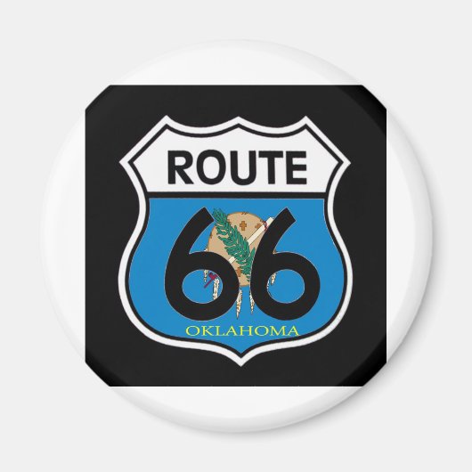Oklahoma vlag Route 66 Shield Magneet (Voorkant)