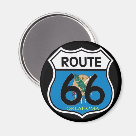 Oklahoma vlag Route 66 Shield Magneet (Voorkant / Achterkant)