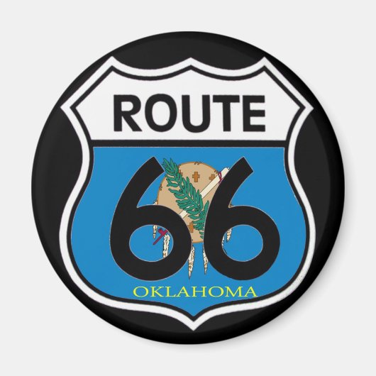 Oklahoma vlag Route 66 Shield Magneet (Voorkant)