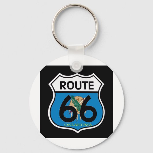 Oklahoma vlag Route 66 Shield Sleutelhanger (Voorkant)
