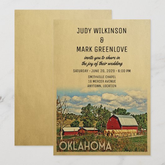 Oklahoma Wedding Boerderij Barn Rustic Kaart (Voorkant / Achterkant)