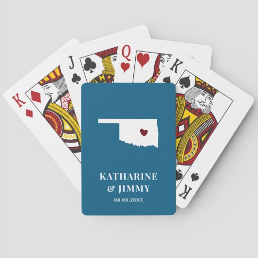 Oklahoma Wedding Favor Deck of Cards, staatskaart Pokerkaarten (Achterkant)