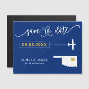 Oklahoma Wedding Save the Date Kaart, Map Magnetische Uitnodiging