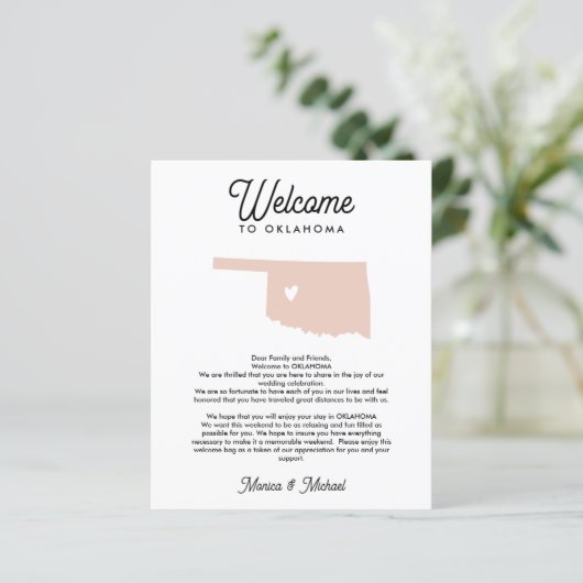 OKLAHOMA Welkomstbrief & reisroute ALLE KLEUR (Staand voorkant)