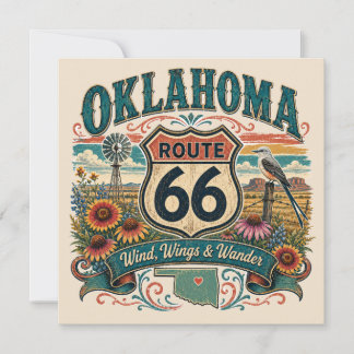 Oklahoma-wildbloemroute 66-notitie kaart