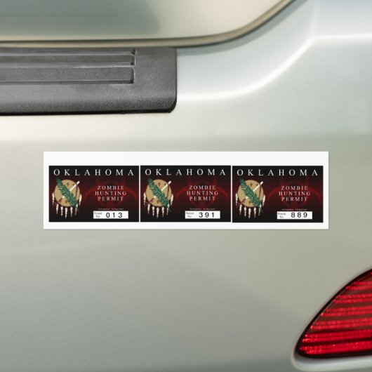 Oklahoma Zombie Hunting Permit Bumpersticker (Op auto)