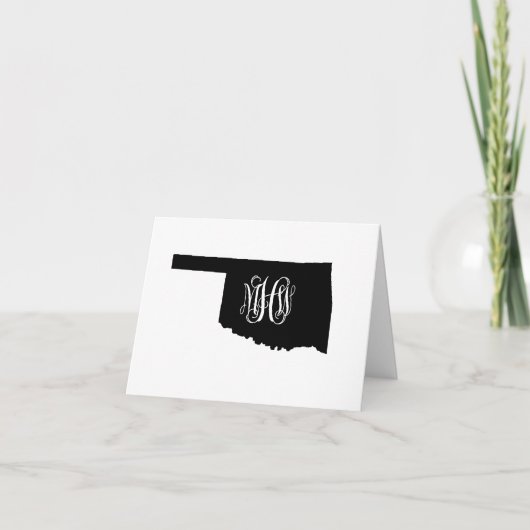 Oklahoma Zwart Wit Vine Monogram DIY BG Bedankkaart (Voorkant)
