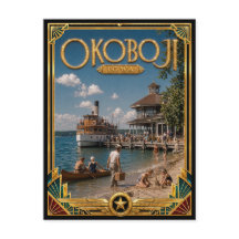 Okoboji Iowa Vintage Art Deco Gouden Tijdperk
