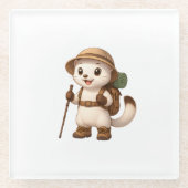 Okojo Adventure Coaster – Kawaii Japanese Stoat  Glazen Onderzetter (Voorkant)