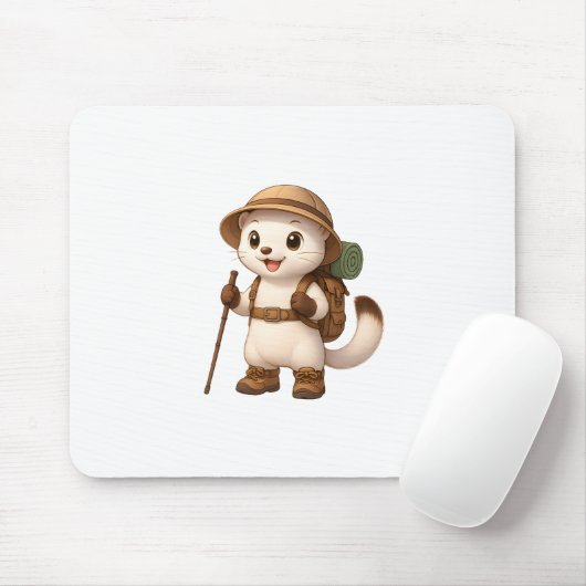 Okojo Adventure Mouse Pad – Kawaii Japanese Stoat Muismat (Met muis)