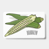 Okra cartoon illustratie badge (Achterkant)