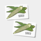 Okra cartoon illustratie badge (Voor- en achterkant)