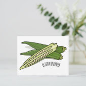 Okra cartoon illustratie briefkaart (Staand voorkant)