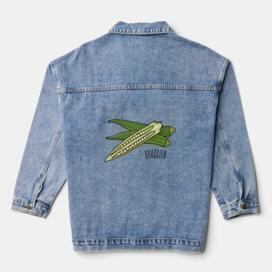 Okra cartoon illustratie denim jacket (Achterkant)