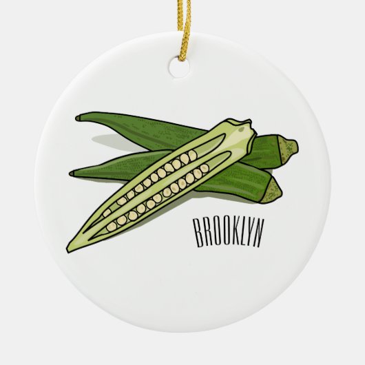 Okra cartoon illustratie keramisch ornament (Voorkant)
