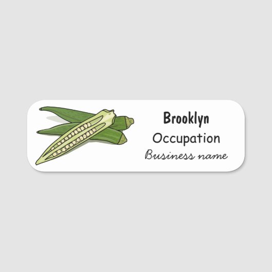 Okra cartoon illustratie naamplaatje (Voorkant)